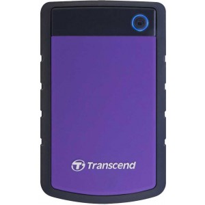 500GB (USB3.0) 2.5" Transcend "StoreJet 25H3P", Rubber Grey/Violet, Anti-Shock, One Touch Backup