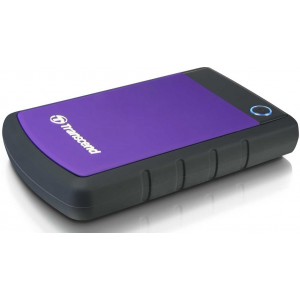 500GB (USB3.0) 2.5" Transcend "StoreJet 25H3P", Rubber Grey/Violet, Anti-Shock, One Touch Backup