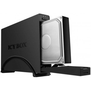 RaidSonic ICY BOX "IB-366StU3-B" External enclosure for 3.5" SATA HDD, USB3.0(5Gb/s), Aluminium, EasySwap®, Horizontal or vertical with stand, Black