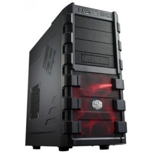 CoolerMaster HAF 912 Plus ATX Case, w/o PSU, Meshed front panel, Tool-less, 200mm front Red LED silent fan, 120mm rear silent fan, 2xUSB2.0/Audio, eSATA, Black