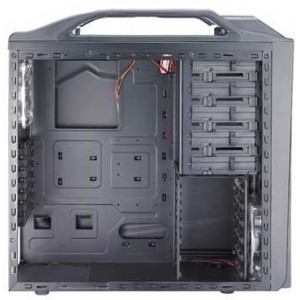 Case CoolerMaster Storm Scout, w/o PSU Model : SGC-2000-KKN1-GP Available Color : Black/All-Black Interior Material : Steel, ABS Plastic, PC, Mesh bezel Dimension : (D)489 x (W)219 X (H)495.5 mm  Weight : 8.7 kg / 19.23 lbs M/B Type : Micro-ATX/ATX 5.25"