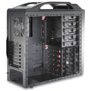 Case CoolerMaster Storm Scout, w/o PSU Model : SGC-2000-KKN1-GP Available Color : Black/All-Black Interior Material : Steel, ABS Plastic, PC, Mesh bezel Dimension : (D)489 x (W)219 X (H)495.5 mm  Weight : 8.7 kg / 19.23 lbs M/B Type : Micro-ATX/ATX 5.25"