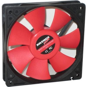XILENCE XPF120.R Fan, 120x120x25mm, 1400rpm, <21dBa, 68CFM, hydro bearing, Big 4Pin and 3Pin Molex, Black/Red 120mm Case Fan -