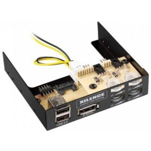 XILENCE XP-FCB04-E.B Fan Control Panel , for 3.5" bay, Controls: 4x fan speed LED wheels, 2x USB, 1x eSATA, Regulates the rotation speed of up to 4 fans, Black