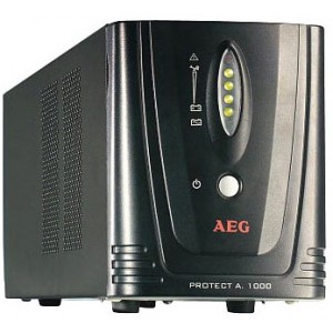 AEG Protect A.1000 Tower, Line-Interactive UPS, 1000VA/600W, AVR, LCD display, 6x IEC320 sockets(2xSurge & 4xUPS), 170–280V range, approximated sinusoidal, RJ11/RJ45 protection, USB & RS232 port, double mains filter, "CompuWach" software