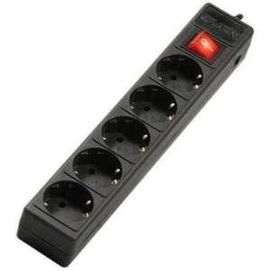 Surge Protector   3 Sockets,  1.8m, Sven Optima Base, BLACK flame-retardant material