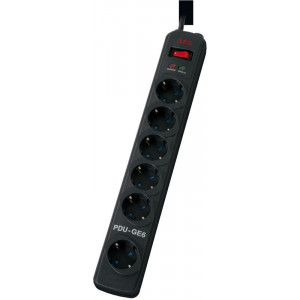 AEG Protect.Basic.GE6 Surge Protector, 6 sockets (5 +1x extra spaced outlet), 1.8 m, Resettable automatic circuit breaker, child safety shutters, wall mountable, operating state and active surge protection LEDs