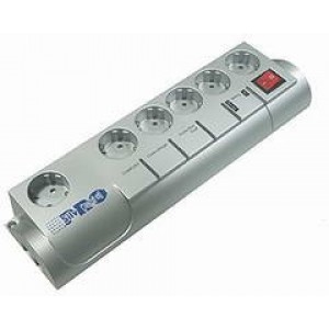 Фильтр импульсных помех Gembird SilverShield (6 розеток, 1.8м, ) metallic SIS