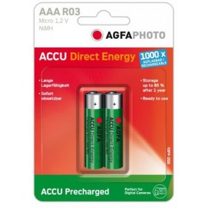 AgfaPhoto Direct Energy NiMh-Akku, Micro AAA, HR03, 950 mAh, Blister*2