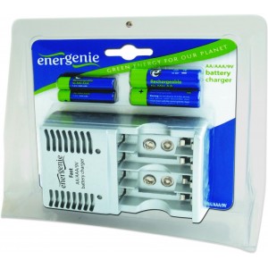 EnerGenie EG-BC-001 AA/AAA/9V battery charger, battery AA 2300mAh x 2pcs + battery AAA 1000mAh 2pcs