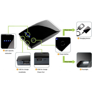 Cooler Master Power Fort 10Whrs Standard (C-2010-K1S0) Black, Portable Battery Charger - for device with USB port, Built-in LED flashlight, Travel bag, Power Capacity: 2700mAh/10Whrs, I/O: 5V/1A, Recharging Time: 3~4 hours