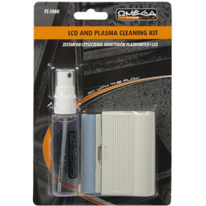 FS5960 Omega freestyle cleaning kit plasma+LCD (30ml gel + microfiber wipe + holder) Gel in spray - 30ml, microfibre cloth in a plastic case Plastic handle for the cloth enables comfortable wiping of the monitor without leaving smudges.