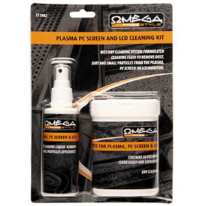FS5982 Omega freestyle cleaning kit plasma+CRT (120ml + 50 dry wipes) Type: LCD&plasma dry&wet cleaning kit fluid+tissues dry Contents: liquid 120 ml + 50 pcs. tissues Description: Wet/dry cleaning kit for CRT/LCD screens . Contents: 50 pcs. tissues and f