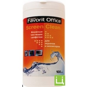 Favorit Office "Screen Clean" салфетки для экранов, сменный блок (дой пак, 100 ш Влажные чистящие салфетки для экранов, сменный блок  -  (дой пак, 100 шт)