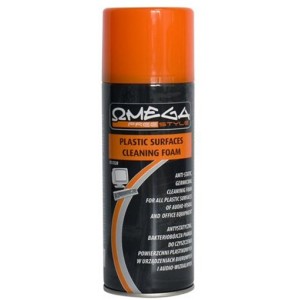 FS5120 Omega Cleaning Foam for Plastics 400ml Anti-static, germicidal cleaning foam for all plastic surfaces of audio- visual and office equipment (monitors, copiers, scanners, household equipments, etc.), - perfectly removes oily stains and dirt , - clea
