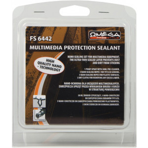 FS6442 Omega freestyle NANO multimedia cleaning kit (50m+3dry+3LCD+3 plastic) Универсальный набор специальных средст для чистки. Образовывает тонкий защитный антистатический слой. 50 мл - спрей, 3 сухих тканевых салфетки, 3 тканевые салфетки для LCD/TFT,