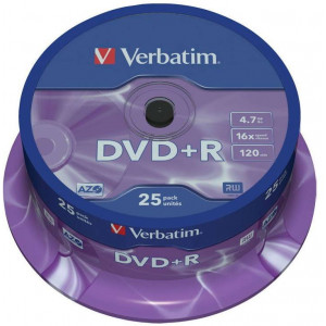 DVD+R 4.7GB, 16x, 25 Cake, Verbatim