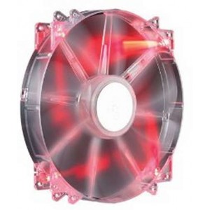 200mm Case Fan - CoolerMaster MegaFlow 200 Red LED Silent Fan (R4-LUS-07AR-GP) , 200x200x30mm, 700rpm, 19dBa, 110CFM, 3pin, for HAF series Cases