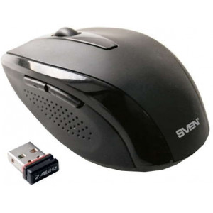 Mouse Wireless SVEN RX-420, 2.4GHz, Laser 800dpi, black, USB, weight 61g