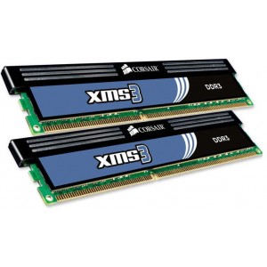 Corsair 4 GB Dual Channel Kit DDR3 2x2 GB PC12800, 1600 MHz, 8-8-8-24, XMS3 with Classic Heat Spreader