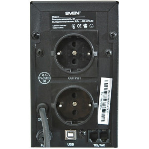 SVEN Pro+ 800, Line-interactive UPS with AVR, 800VA /480W, 2x Schuko outlets, 1x9AH, AVR: 165-275V, Cold start function, Black