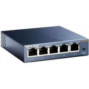TP-LINK TL-SG105, 5-port Desktop Gigabit Switch, 5 10/100/1000M RJ45 ports, steel case, QoS, IGMP Snooping