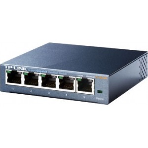 TP-LINK TL-SG105, 5-port Desktop Gigabit Switch, 5 10/100/1000M RJ45 ports, steel case, QoS, IGMP Snooping