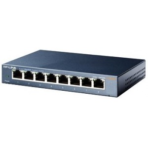TP-LINK TL-SG108, 8-port Desktop Gigabit Switch, 8 10/100/1000M RJ45 ports, steel case, QoS, IGMP Snooping