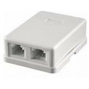 2xRJ45 Surface Box 2 port STP Cat 6 PCB jack shielded