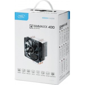 Deepcool GAMMAXX 400, Socket 2011/1366/1155/775 & FM1/AM3/AM2+, up to 130W, 120х120х25mm, fan with blue LED, 900~1500rpm, 21.4~32.1dBA, 60.3CFM, 4 pin, PWM, Hydro Bearing, 4 heatpipes direct contact
