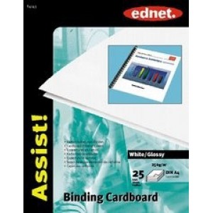 E64143 Ednet 25 Cardboard Covers, A4, 250g/m2, white, glossy. Folding carton incl. Euro-hole, 25 pcs.