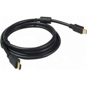 Cable HDMI  Zignum "Professional" K-HDE-BKR-0300.BS, 3 m, High Speed HDMI® Cable with Ethernet, male-male, up to 2160p 2Kx4K, 3D capable, with 24k gold plated contacts, triple shielded, 2 ferrites, dust caps, black/silver nylon sleeve
