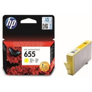 HP #655 Yellow Ink Cartridge, for Deskjet Ink Advantage 3525, 4615, 4625, 5525, 6525 AiO, 600 pages