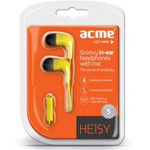 Acme HE15Y Groovy in-ear headphones with mic
