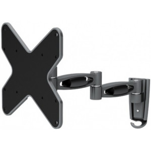 TV-Wall Mount for 17-37" - Brateck "LDA06-221", Full Motion, up to 20kg, Tilt angle upward: -15°, Tilt angle downward: +15°, Swivel angle: 180°, Rotation: 360°, Distance TV to Wall: 80-250 mm, max.VESA 200x200, Bubble level, Steel black