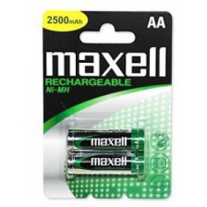 MAXELL Rechargeable Battery NI-MH R06/ AA  2500mAh, 2pcs, Blister pack