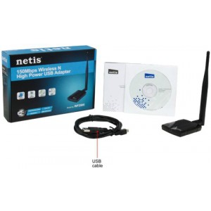 USB2.0 Wireless LAN High Power USB Adapter Netis "WF2505", 150Mbps, Detachable Antenna