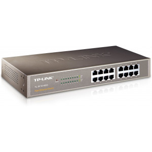 TP-LINK TL-SF1016DS, 16-port 10/100M Switch, 16 10/100M RJ45 ports, 1U 13-inch rack-mountable steel case