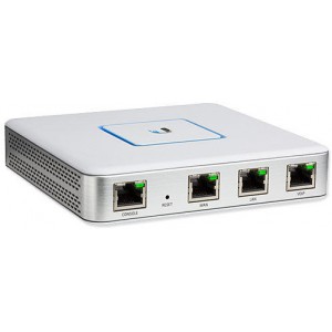  Ubiquiti UniFi Security Gateway USG, Dual-Core 500 MHz MIPS64, 512MB DDR2 RAM, 2GB Flash Storage, 3 Gbps, 1000000 pps, 3 x 10/100/1000 Mbps Ethernet ports,  RJ45 Serial Port