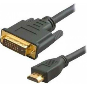 Cable HDMI-DVI  Brackton "Professional" DHD-BKR-0300.BS, 3 m, DVI-D cable 24+1 to HDMI 19pin, m/m, triple-shielded, better pastic plug, dual-link, nylon sleeve black/silver, golden contacts, 2 ferrits, dust caps