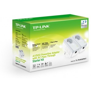 TP-Link 500Mbps Powerline Adapter KIT, TL-PA4010PKIT,  With AC Pass