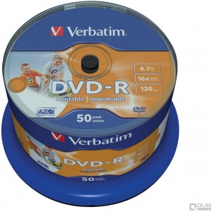   Printable  50*Cake DVD-R Verbatim, 4.7GB, 16x, ID Brand, 43649