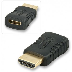 Adapter HDMI-miniHDMI  Brackton ADA-HMN.B,  Adapter HDMI female to HDMI Mini male, ULTRA HD, High Speed HDMI® with Ethernet, 2160p, 3D, ATC, ARC, ACE, HEC, golden contacts