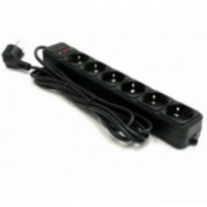 Surge Protector   6 Sockets,  1.8m,  Sven Optima, BLACK, Retail pack, flame-retardant material