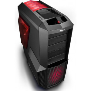 ZALMAN "Z11 PLUS HF1" ATX Case, with Side-Window, without PSU, Tool-less, 5 fans pre-installed (3x 120mm Red LED fan, 2x 80mm fan), 3-in-1 Bracket Provided, Bottom mounted PSU, 2xUSB3.0, 2xUSB2.0 /Audio, Black