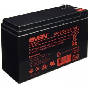 "Baterie UPS 12V/ 7AH SVEN, SV-0222007
Номинальное напряжение, В 12. Емкость (при 20 часовом разряде), А*ч 7. Внутреннее сопротивление 22. Саморазряд (при 25гр. С от начальной емкости) за г до 64%. Номинальная рабочая температура 25 °C. Рабочий диапазон