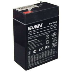 "Baterie UPS 6V/4.5AH SVEN, SV-0222064
Номинальное напряжение, В 6. Емкость (при 20 часовом разряде), А*ч 4.5. Внутреннее сопротивление 18. Саморазряд (при 25гр. С от начальной емкости) за г до 64%. Номинальная рабочая температура 25 °C. Рабочий диапазо