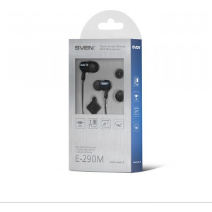 Earphones SVEN E-290M, Black, with Microphone, 4pin 3.5mm mini-jack- http://www.sven.fi/ru/catalog/headsets/e_290m.htm