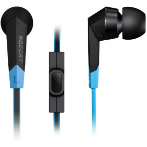 ROCCAT Syva / High Performance In-ear Headset, In-cable Microphone (omni-directional), In-cable Remote, Deep bass and crisp trebles, Stylish ribbon cable, 3.5mm jack, Black/Blue
