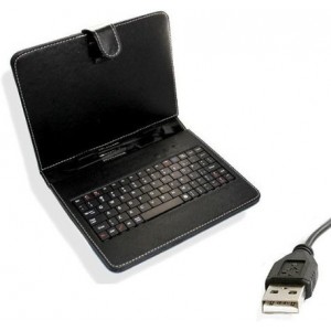  Keyboard Case  9.7", Black, Russian, Plastic USB Keyboard + Leather Case for Tablet 9.7"